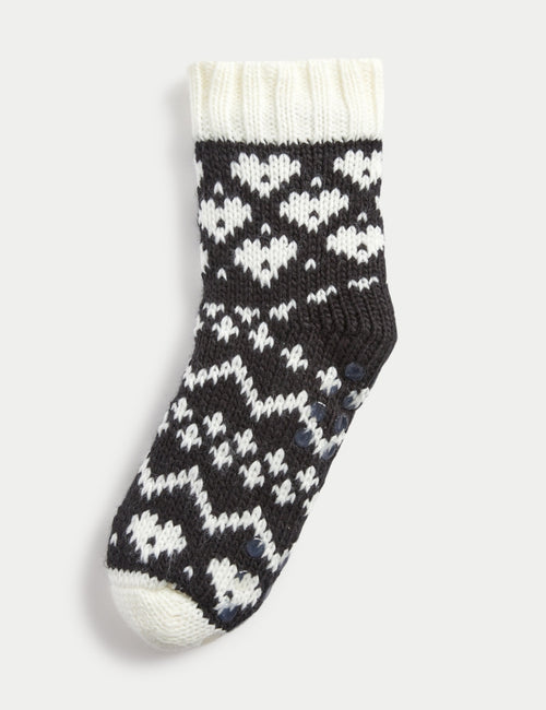 Cosy Fairisle Borg Thermal Slipper Socks