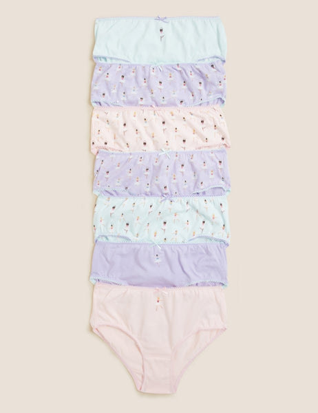7pk Pure Cotton Floral Knickers (2-12 Yrs)