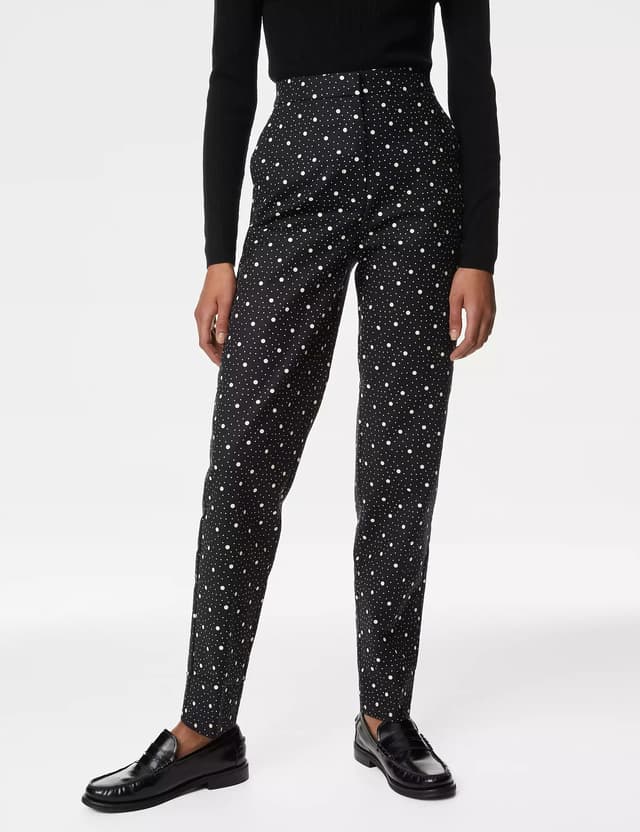 Cotton Rich Printed Slim Fit Trousers