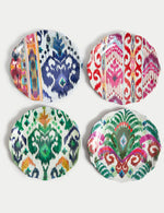 Set of 4 Ikat Brights Picnic Dinner Plates