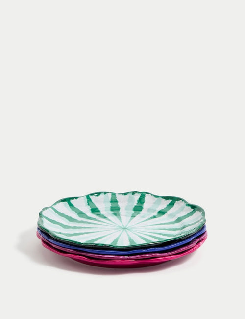 Set of 4 Ikat Brights Picnic Side Plates