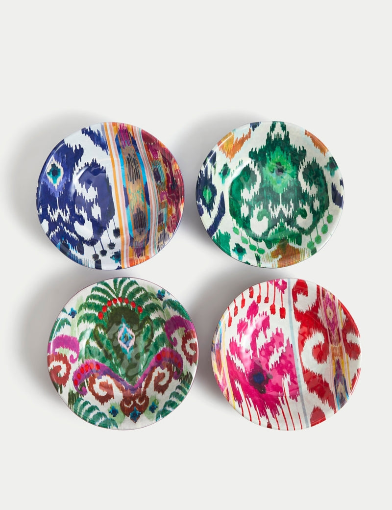 Set of 4 Ikat Brights Picnic Cereal Bowls