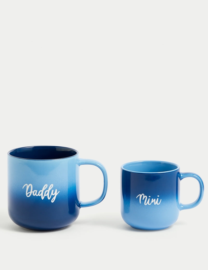Set of 2 Daddy & Mini Slogan Ombré Mugs