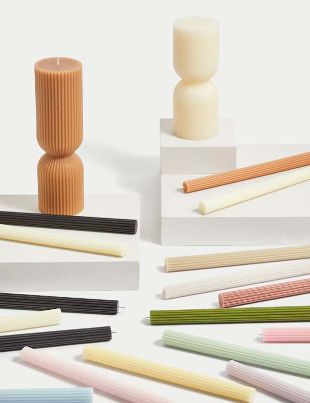 Set of 5 Ridged Dinner Candles
