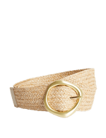 Circle Buckle Raffia Belt