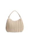 Faux Leather Pleated Top Handle Shoulder Bag