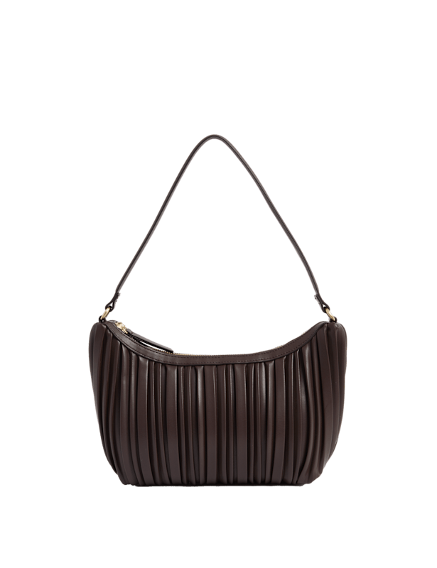 Faux Leather Pleated Shoulder Bag