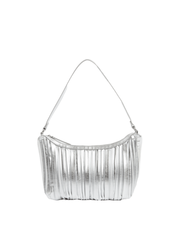 Faux Leather Pleated Shoulder Bag