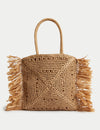 Straw Fringed Tote Shopper