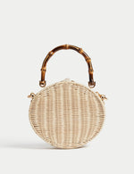 Rattan Top Handle Grab Bag