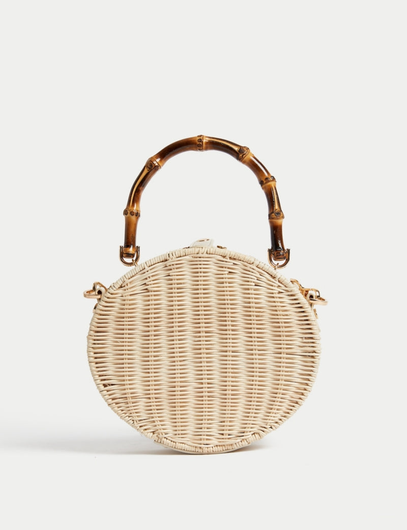 Rattan Top Handle Grab Bag