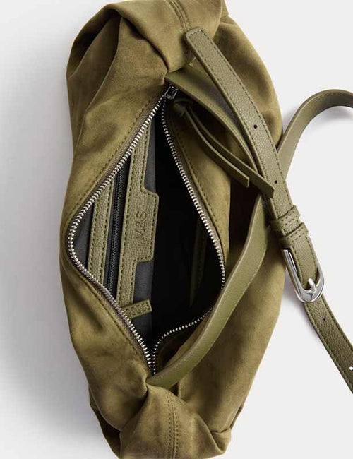 Faux Suede Pencil Crossbody Bag