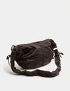Nylon Ruched Sling Shoulder Bag