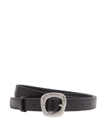 Faux Leather Crystal Square Buckle Belt