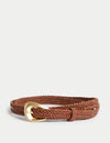 Leather Woven Feature Buckle Skinny Jeans Belt