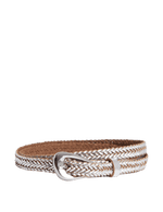 Leather Woven Feature Buckle Skinny Jeans Belt