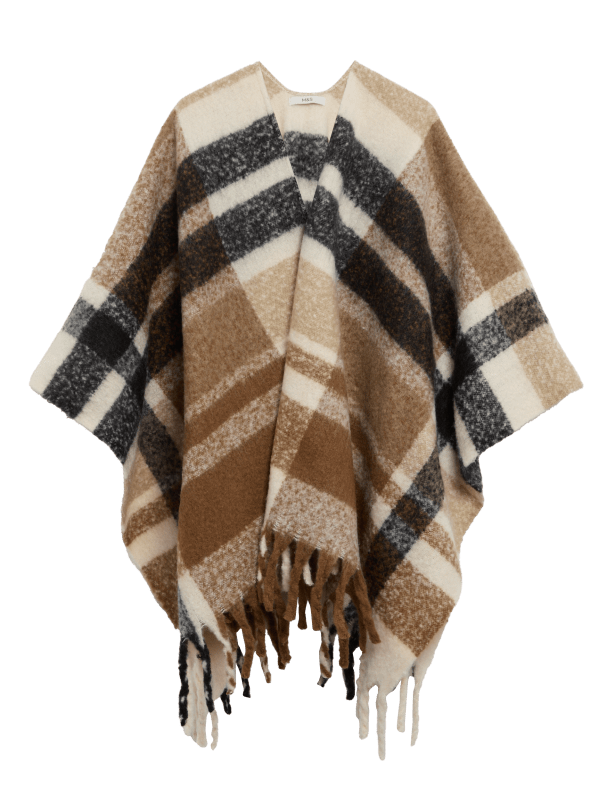 Brushed Checked Poncho