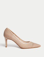 Mesh Detail Stiletto Heel Court Shoes