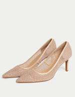 Mesh Detail Stiletto Heel Court Shoes