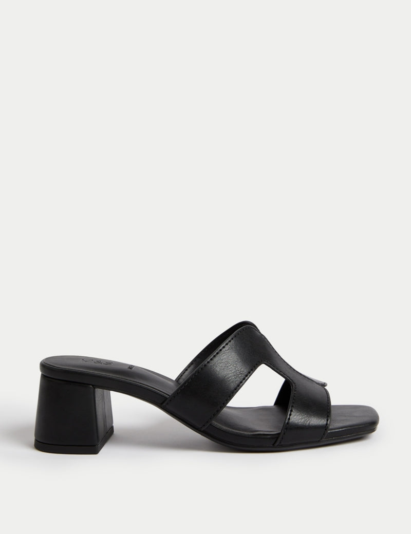 Wide Fit Block Heel Mules