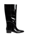 Patent Croc Block Heel Knee High Boots