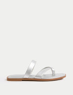 Toe Loop Strappy Flat Mules
