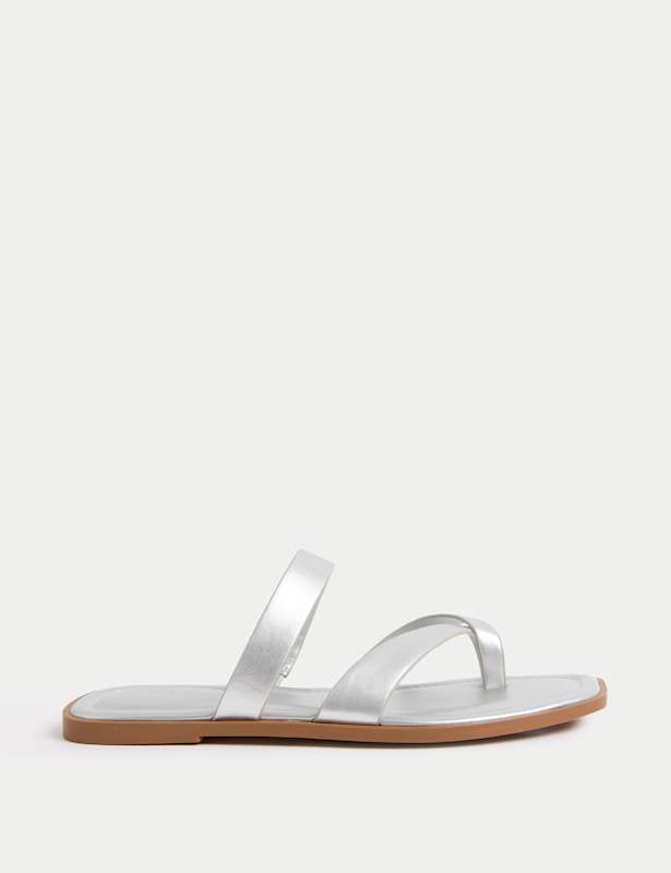 Toe Loop Strappy Flat Mules
