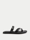 Toe Loop Strappy Flat Mules