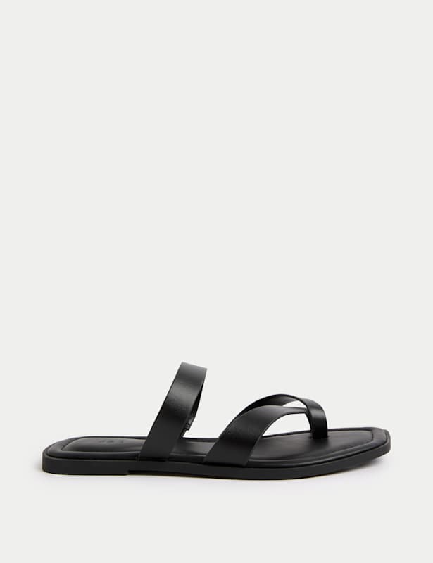 Toe Loop Strappy Flat Mules
