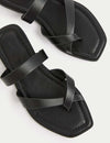 Toe Loop Strappy Flat Mules