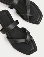 Toe Loop Strappy Flat Mules