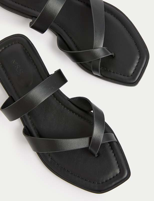 Toe Loop Strappy Flat Mules