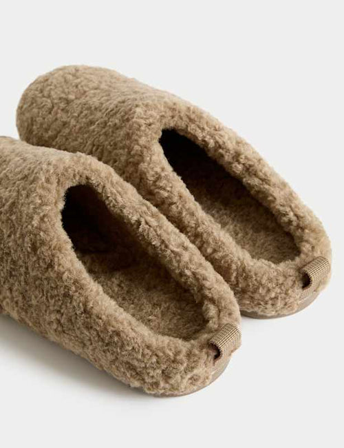 Borg Back Tab Mule Slippers