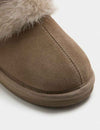 Suede Faux Fur Trim Mule Slippers