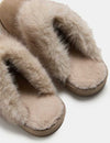 Suede Faux Fur Trim Mule Slippers