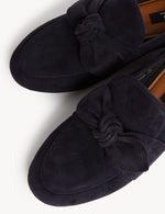 Wide Fit Suede Bow Flat Loafers