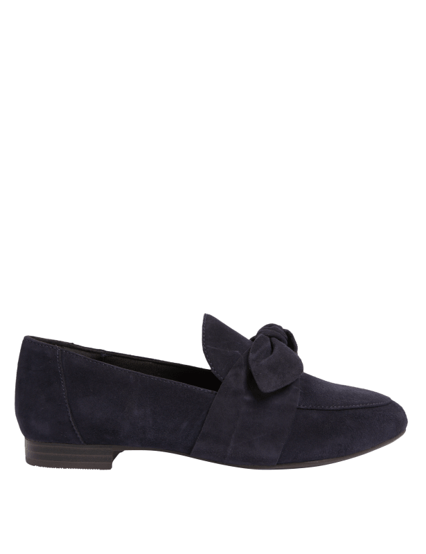 Wide Fit Suede Bow Flat Loafers