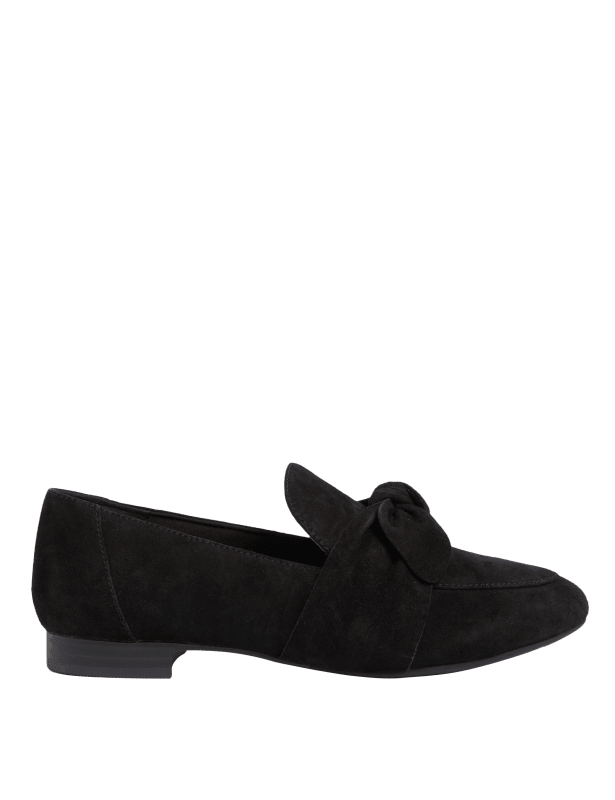 Wide Fit Suede Bow Flat Loafers