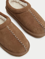 Suede Faux Fur Lined Mule Clog Slippers