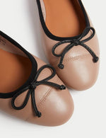 Leather Bow Flat Ballet Pumps