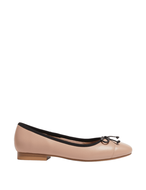 Leather Bow Flat Ballet Pumps