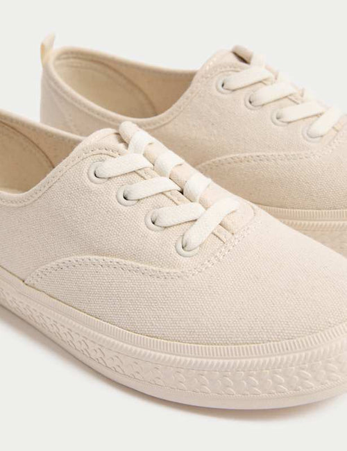 Canvas Lace Up Chunky Trainers