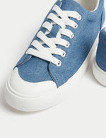 Canvas Lace Up Eyelet Detail Trainers