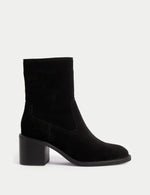 Suede Block Heel Sock Boots