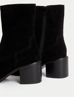 Suede Block Heel Sock Boots