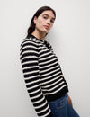 Striped Crew Neck Button Front Cardigan