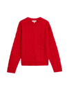 Cable Knit Crew Neck Jumper with Wool