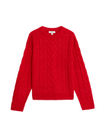 Cable Knit Crew Neck Jumper with Wool