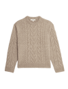 Cable Knit Crew Neck Jumper with Wool