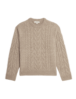 Cable Knit Crew Neck Jumper with Wool